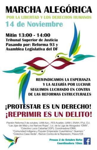 Marcha Alegórica por la Libertad #Presos2deOctubre y los Derechos Humanos.14 de Nov. TJDF