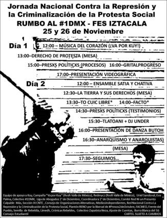 26 y 26 Nov. en FES Iztacala Jornada Nacional contra la Represión y la Criminalización de la Protesta Social