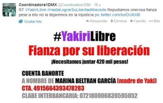 URGENTE se requiere juntar 420 mil pesos para arrancar a #Yakiri de la cárcel y seguir luchando #HastaConseguirSuLibertadAbsoluta
